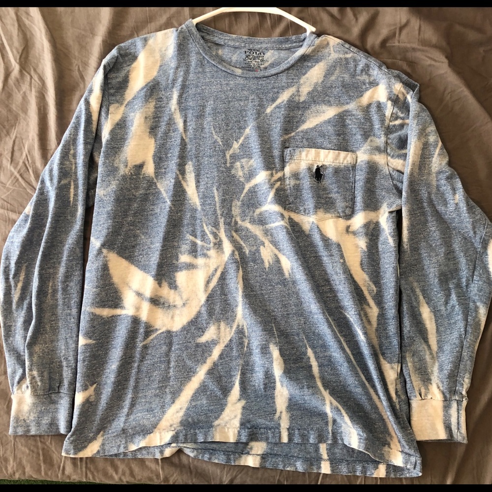 Blue bleached polo Ralph Lauren long sleeve